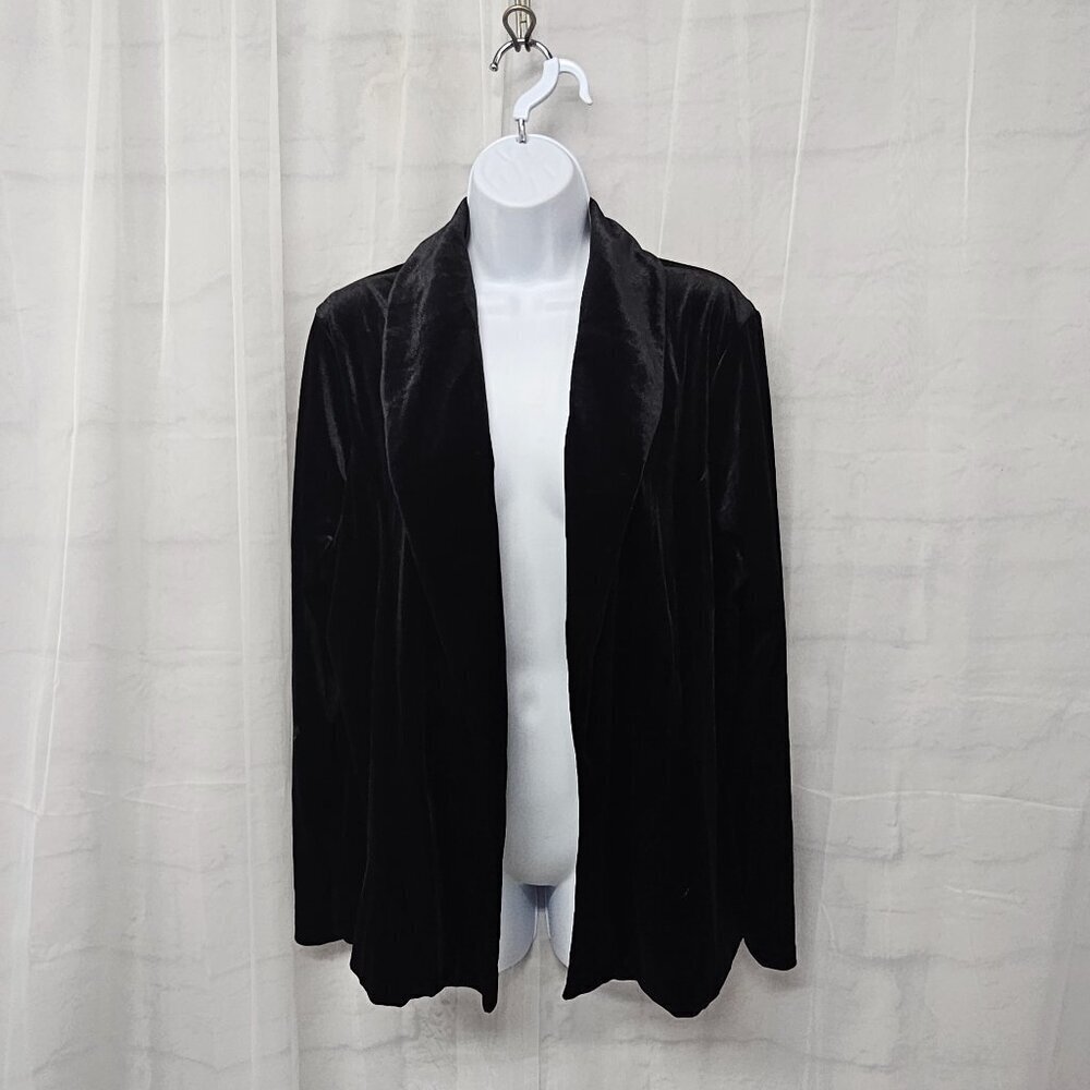 Ophelia Roe Black Velour Goth Witchy Vamp Open Blazer Jacket Size XL